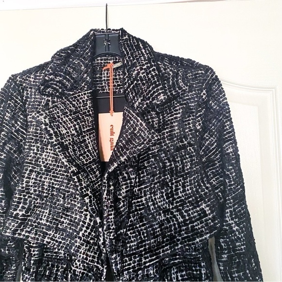 Cult Gaia Aya Matelassé Velvet Open-Back Coat Belted Long Black Size Small NWT - Picture 6 of 11